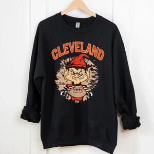 Cleveland Football Sweatshirt Team Mascot 1946 Black Sweater
